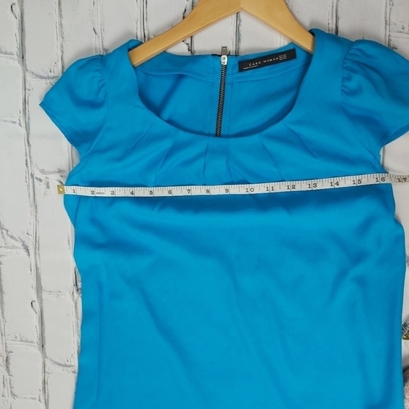 ZARA Zipper Back Blouse blue - Picture 6 of 7